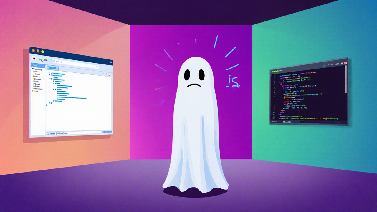 Der JavaScript 'this'-Operator erscheint als geisterhaftes Wesen in drei unterschiedlichen Umgebungen.