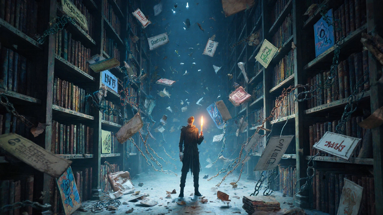 Ein Entwickler in einer endlosen Bibliothek voller JavaScript-Frameworks und Abhängigkeiten.