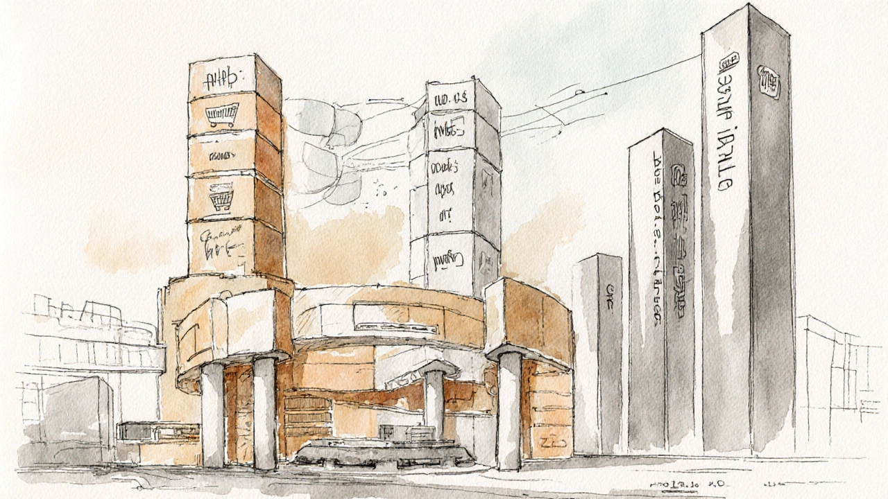 Architekturplan des Webs mit PHP als Fundament, das große Webanwendungen trägt