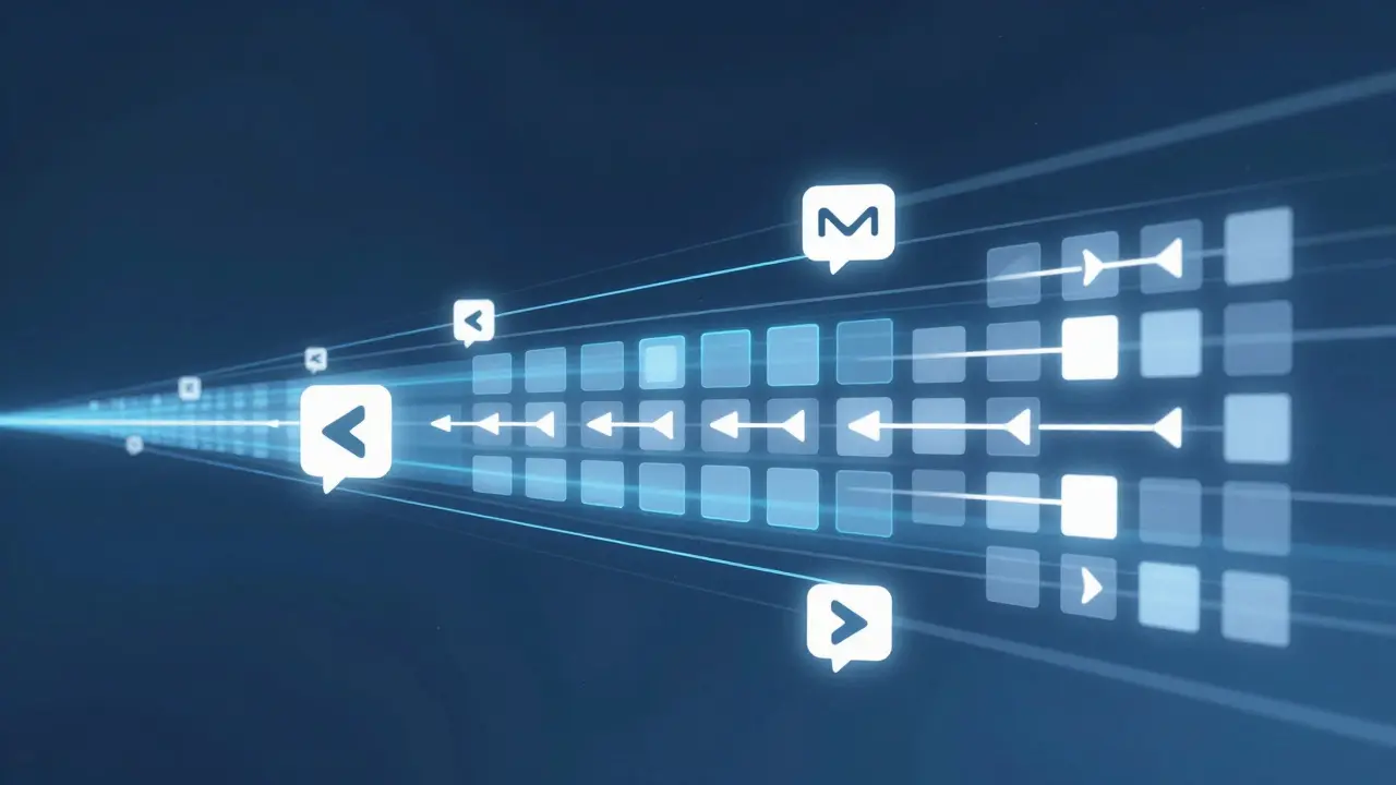 Abstrakte Darstellung funktionaler Programmierung mit Lambda-Funktionen und Datenströmen.