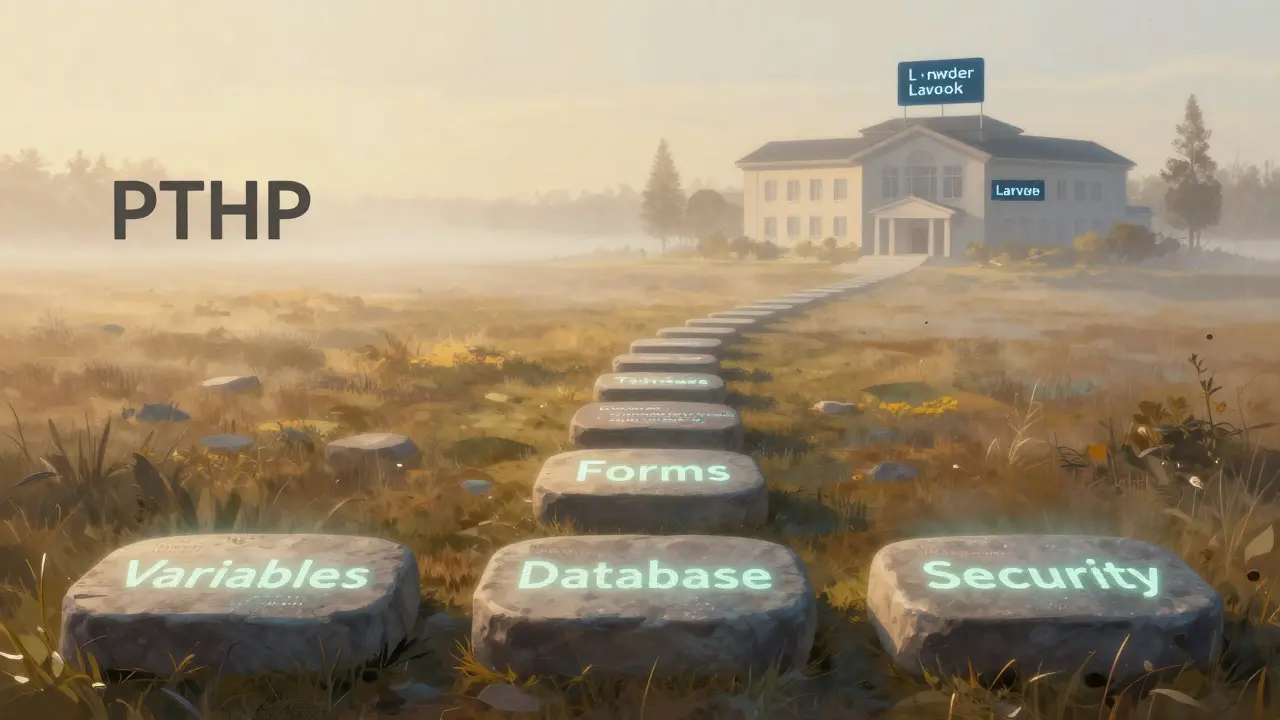 Ein Lernpfad führt von einfachem PHP zu einem modernen Framework.