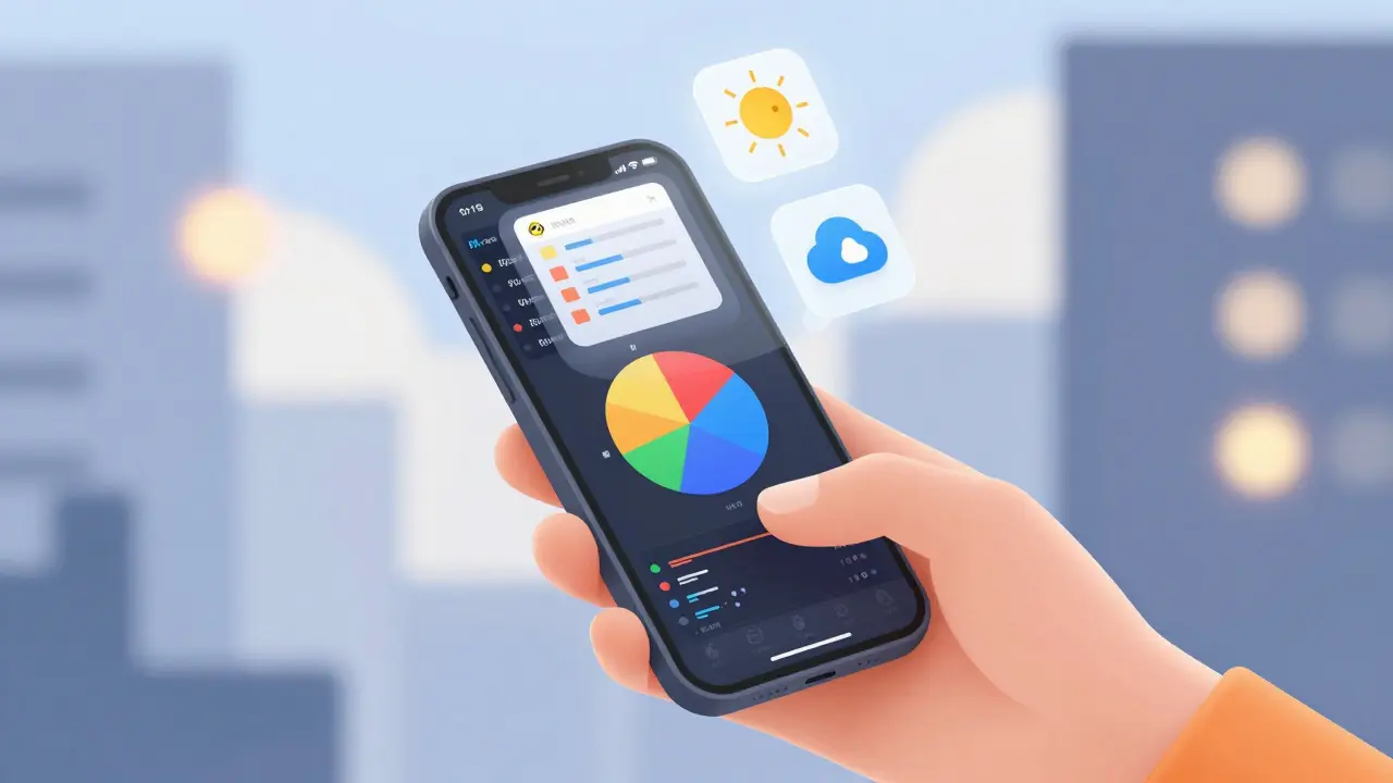 iPhone mit Pythonista zeigt eine Diagramm-Visualisierung und interaktive Programmier-Icons.