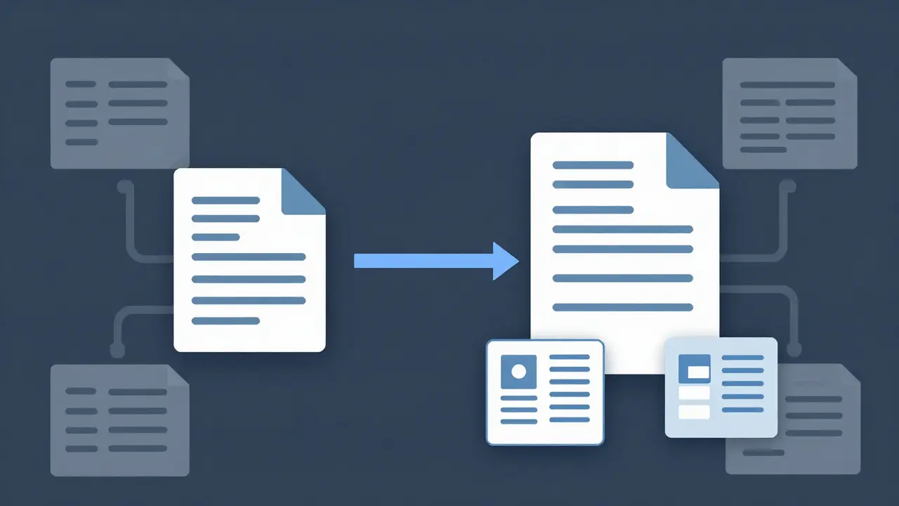 Technische Darstellung: Python-Code generiert automatisch Text, Tabellen und Bilder in einer .docx-Datei.