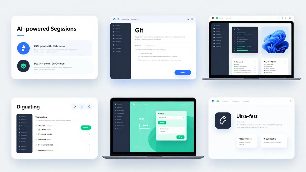 Fünf verschiedene Python-Entwicklungsumgebungen in einer Gitteransicht.